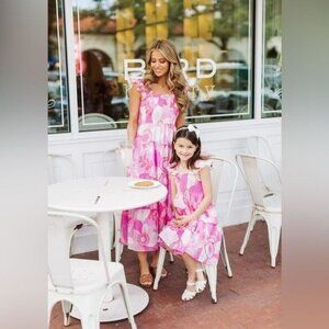 J. Marie Maisie Ruffle Strap Midi Dress Pink Purple S-L Floral Spring Easter NWT